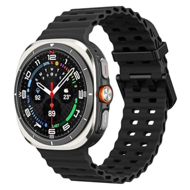 MoKo Bracelet Sport Compatible avec Samsung Galaxy Watch Ultra 47mm (2025/2024) pour Hommes Femmes, Bracelet de Remplacement en Silicone Souple Respirant et Étanche, Noir