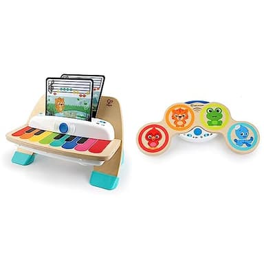 Baby Einstein Hape, Piano Magic Touch, jouet musical en bois, instruments de musique electronique pour enfants & Hape, Magic Tambour/Batterie en Bois, technologie tactile, jouet musical