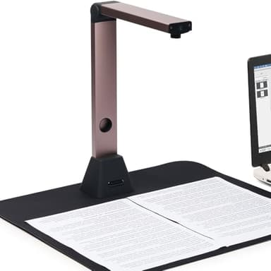 Kalopsia 13MP Scanner de Documents Intelligent: A3 Taille Scanner de Livres Haute Résolution, USB Document Camera LED à 3 Niveaux, Scanner Portable OCR pour Enseignement et Réunions d'affaires