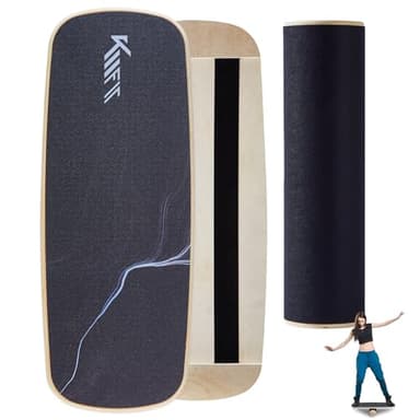 KM-Fit Planche d'équilibre en bois | Skateboard d'intérieur | Planche de surf pour entraînement | Entraînement de force et d'équilibre | Surf d'intérieur