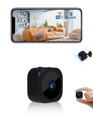 AOBOCAM Camera Espion,WiFi 1080P Bluetooth Mini Caméra de Surveillance Interieur/Extérieur sans Fil avec Enregistrement WiFi A Distance Discrete Mini Détection Mouvement Vision Nocturne(2.4Ghz) (XS)