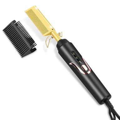 Flintronic Peigne Chauffant, 2 en 1 Peigne Lisseur en Céramique, Brosse Chauffante Perruque, 160-200℃ Régulation, Rapide-Chauffage, pour Styles de Barbe Longue et Courte, Perruque