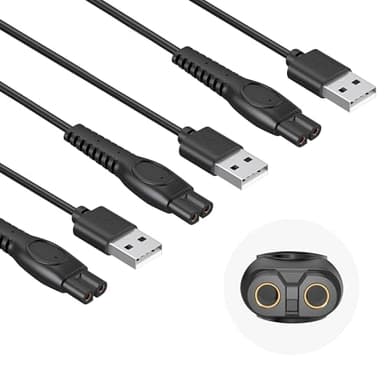 Ermorgen 3 Pièce Chargeur Compatible avec Les Rasoirs Électriques Philips - Philips OneBlade Norelco QP2724, PQ888, PQ889 Câble de Charge 5 V [Compatible Uniquement avec Les Modèles 5 V]