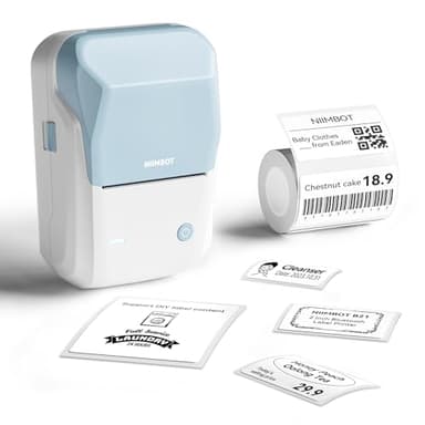 NIIMBOT B1 étiqueteuse avec 1 Rouleau d'étiquettes, Etiqueteuse Autocollantes Bluetooth imprimante Thermique Etiquette Convient pour Commercial Entreprises Écoles Bureaux Maisons