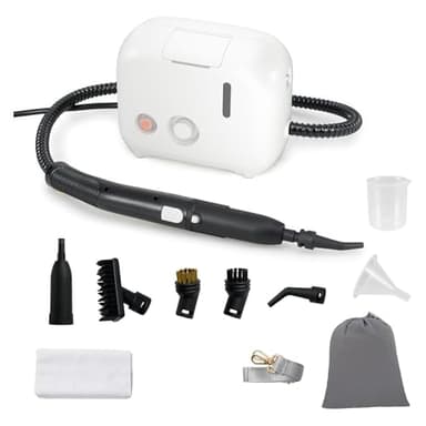 COSTWAY Nettoyeur Vapeur Portatif 1600W avec 11 Accessoires, Balai Vapeur Durée d'Utilisation Illimitée Réservoir d'Eau 1L, Nettoyant Vapeur Chauffage en 10 s pour Sol Canapé Tapis Rideaux (Blanc)