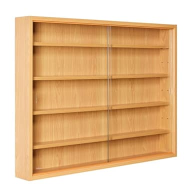 Inter Link - Vitrine Murale pour Objets de Collection – Armoire de rangement avec 4 étagères – 5 Compartiments - pour Miniatures - MDF - Décor Hêtre (80x60x9.5 cm) Acquario