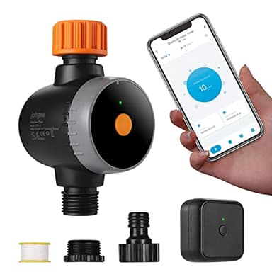 Johgee Programmateur Arrosage WiFi, Minuterie d'Arrosage APP, Arrosage Automatique, Contrôleur Irrigation, Délai de Pluie, Intérieur et Extérieur Universel