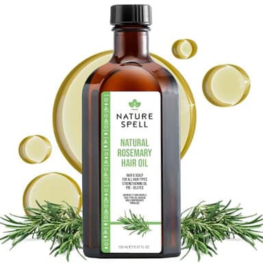 Nature Spell Huile de Romarin Croissance Cheveux, Huile Pré-diluée pour le Cuir Chevelu, Stimule la Pousse, Renforce et Nourrit les Cheveux Secs et Abîmés, Tous Types, Vegan, 150 ml