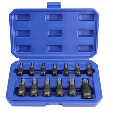 WORKPRO Jeu de Douilles Torx 13 Pièces, Embouts T8-T60 en Acier S2 et Douilles en Acier Chrome Vanadium 1/4", 3/8" et 1/2", avec Boîte de Rangement