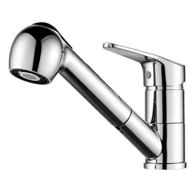 Ibergrif M14550, Mitigeur de Cuisine Extractible, Robinet de Cuisine avec Douchette, Mitigeur Evier Bec Bas, Robinet d'Évier de Cuisine Rotatif à 360°, Chromé, Argent