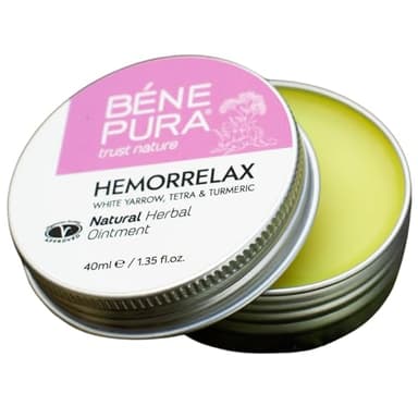 BenePura Hemorrelax Pommade Hémorroïdes, Pommade Naturelle contre les Brûlures, Démangeaisons et Inconfor à l'Achillée Millefeuille, Sumac et Curcuma, 40 ml