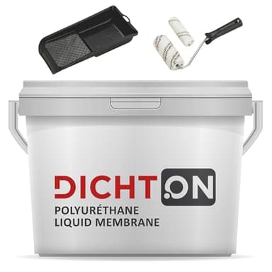 DICHTON D.30W Polyuréthane liquid membrane 1,5kg PU + rouleau peinture - Waterproofing, barrière d'eau, étanchéité douche, salle de bain, cuisine, murs et sols - Imperméabilisation sans solvant