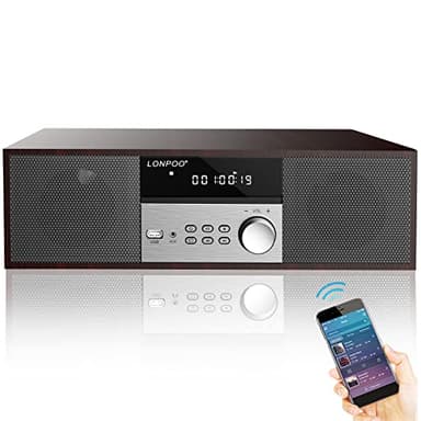 Micro Chaîne HiFi stéréo compacte - Haut-parleurs 40 Watts avec Lecteur CD, Bluetooth, Radio FM, USB, AUX-in, Grand écran LED et Bouton, télécommande