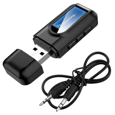 Emetteur et Récepteur USB Bluetooth 5.0 2 en 1, Adaptateur Transmetteur Avion Bluetooth Audio Jack 3.5mm avec Écran LCD, pour Voiture TV PC Casque Haut-parleurs Home Stereo