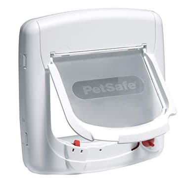 PetSafe - Chatière Magnétique Deluxe Staywell pour Chat avec Système de Verrouillage à 4 Positions - Collier avec clé magnétique - Facile à Installer – Blanc