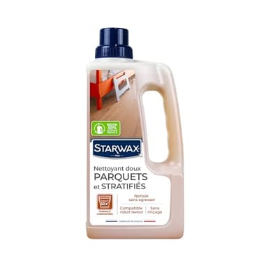 STARWAX - Nettoyant Doux pour Parquets et Sols Stratifiés - Elimine les Taches sur les Parquets et les Sols Stratifiés - Sans Rinçage - Non Glissant -Fabriqué en France - 1L - 50 entretiens de 50m²