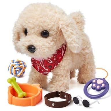 SINZONeu® Chien Robot Réaliste avec Laisse - Jouet Interactif Électronique pour Enfants 3-7 Ans, Marche, Aboie et Remue la Queue, Cadeau pour Filles Garçons