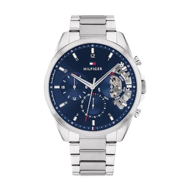 Tommy Hilfiger Montre Analogique Multifunction à Quartz pour Homme avec Bracelet en Acier Inoxydable Argenté - 1710448