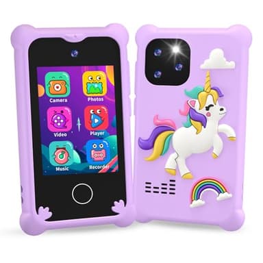 Jouet de téléphone Intelligent pour Enfants,idée Cadeau Fille 4 6 8 9 10 Ans Cadeau Anniversaire Jouet Fille 3-12 Ans,Smartphone Portable Cadeau Enfants avec Musique Podomètre Alarme Caméra
