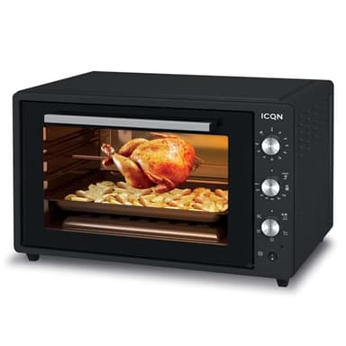 ICQN Mini Four Electrique 60l, 5 Fonctions, 40°-230°C, 2000 W, Anthracite Noir