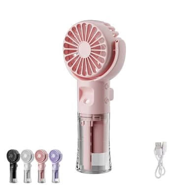 Mini Ventilateur Portable, Ventilateur Brumisateur, Ventilateur de Poche USB Rechargeable avec 4 Vitesses Réglables et Brume D'eau, Ventilateur Portable Silencieux pour Maison, Bureau, Voyage (Rose)