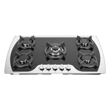 Plaque de cuisson à gaz 5 flammes, brûleur à gaz encastré, 90 cm, cuisinière à gaz naturel/gaz propane pour maisons ou restaurants à gaz naturel ou GPL, protection automatique de la flamme