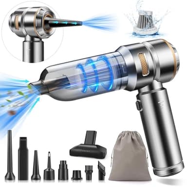CHOLANG 18000PA Aspirateur à Main,4-in-1 Mini Aspirateur sans Fil avec Moteur sans balais Batterie 6000mAh Type C Dépoussiéreur d'air & Souffleur d'air & Pompe pour la Voiture, Le Bureau et la Maison
