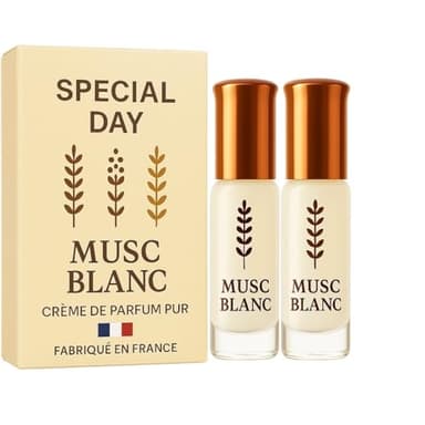 Musc Tahara Blanc 3ml parfum original - Crème de Parfum Femme Non Diluée | Parfum Pheromone Naturel | Déodorant Intime Longue Tenue-2x3ml2x (Musc)