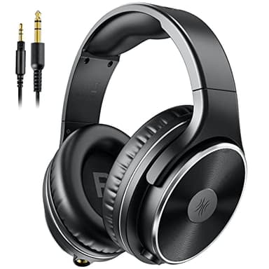 OneOdio Casque Audio Filaire pour Guitare, Piano avec Micro, Confort Léger avec Port de Partage, Audio Hi-FI et Hi-Res, Circum- Auriculaire pour Téléphone, PC, Clavier, Studio, DJ, Noir