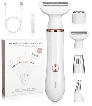 Bixury Rasoir Électrique Pour Femme 4 en 1 Rasoir Femme Electrique Rasoir Electrique Femme Rasoir Indolore avec 4 Têtes Flottantes Rasoir féminin pour la Visage Bras Jambes Aisselles