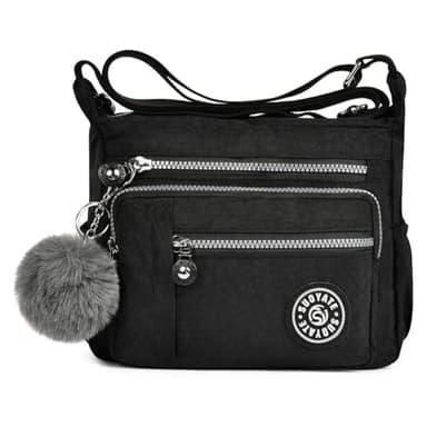 Aucuu Sac Bandouliere Femme, Sac à Main en Nylon, Multi-Poches Bandoulière Impermeable, Sacs à Bandoulière Multifonctionnel avec Bandoulière Réglable, Sac Besace Loisir pour Voyage