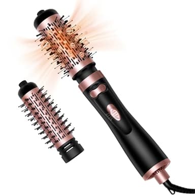 Brosse soufflante rotative OKWRAP avec 2 embouts pour sécher, lisser, façonner et ajouter du volume, brosse à sèche-cheveux ronde rotative est un coiffeur d'air chaud 3 en 1