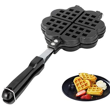 Cuisinière D'aluminium Gaufrier Belge Coeur Waffle Maker Appareil a Gauffre,Plaque De Cuisson Antiadhésive Portable, Pour Cuisinière à Gaz