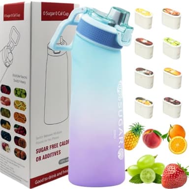 Putextile Bouteille d'eau avec 1 capsule de saveur, 2.0 version améliorée, 700 ml, sans BPA, pour salle de sport et activités de plein air (Color E + 1 Random POD)