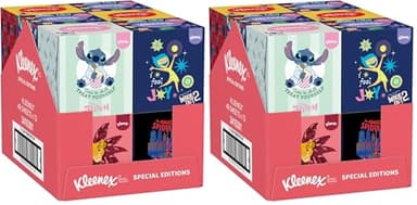 KLEENEX - Mouchoirs boîte cubique Disney (12 boites de 48 mouchoirs) - ludique avec les personnages préférés de vos enfants (Lot de 2)