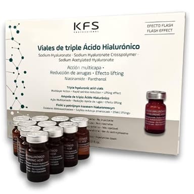 KFS Triple Serum visage acide hyaluronique 10x5ml – Effet flash lifting immédiat multicouches– Sérum hydratant anti-rides puissant pour microneedling visage, dermaroller, dermapen. Soin anti-âge pro.