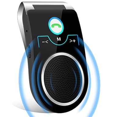 Kit Mains Libres pour Voiture Bluetooth 5.0, Haut-Parleur sans Fil Micro Intégré, Enceinte sans Fil avec Réduction de Bruit,Supporte Siri et Google Assistant pour Téléphone 20Hrs de Conversation
