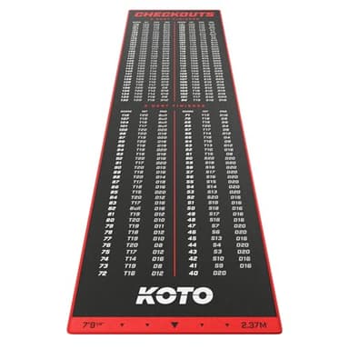 KOTO - Tapis Checkout Rouge 237 x 60 cm, INCL. Indicateur de Score, Antidérapant, Tapis Flechette Sol