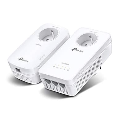TP-Link CPL AC 1200 Mbps + CPL 1300 Mbps avec ports Ethernet Gigabite et prise intégrée, Boitier WiFi Kit de 2 - Etendez votre connexion WiFi dans chaque pièce de la maison TL-WPA8635P V3