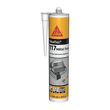 SIKA - Colle tous métaux - Sikaflex-117 Metal Force Gris Clair - Idéal collage éléments métalliques de façade ou toiture - Intérieur/Extérieur - 290ml