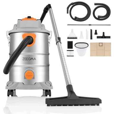 Zeegma ZONDER Pro Multi Aspirateur Eau et Poussière, Aspirateur Industriel de Chantier 1600W, Aspirateur à Cendres, Récipient 25 L, Ensemble de Filtres, Buse de Nettoyage des Tissus d'ameublemen