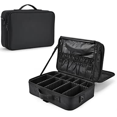 Trousse Maquillage Professionnel Grande Sac de Maquillage Femme Trousse à cosmétiques Vanity et Trousses à Maquillage Organisateur de Maquillage, Noir foncé