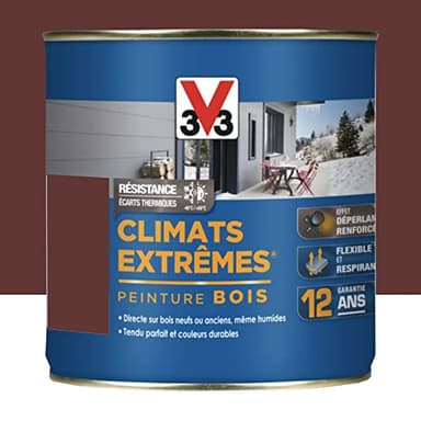 V33 Peinture Bois Climats Extrêmes Satin Rouge Basque - 0,5 L