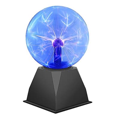 DELIPOP 6 Pouces Boule de Plasma, Lampe de Sphère Magique Sensible au Son et au Toucher, Flash Lampe à Plasma Sphère, Lumières de Nuit de Nouveauté de Lumière Bleu