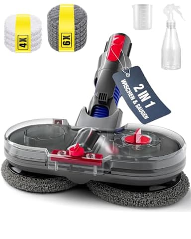 Yivy Tête de Vadrouille pour Dyson V11 V10 V8 V7 V15 Aspirateur, Accessoire Vadrouille 2 en 1, Brosse Turbo Motorisée Lavante avec Réservoir d'eau Amovible et 6 Microfibre+4 Chenille Serpillère