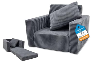 Odolplusz Fauteuil pour enfant pliable | Canapé pour enfant Mini-fauteuil Chaise pour enfant Fauteuil câlin | Meubles pour enfant pour chambre d'enfant | (Graphite en velours côtelé)