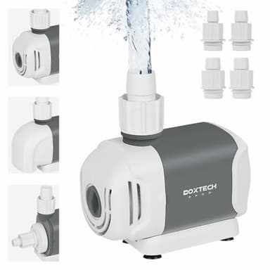 boxtech Pompe à eau de fontaine réglable, 1000 L/H 15 W, pompe pour aquarium, aquarium, étang, fontaines, piscine avec 3 buses