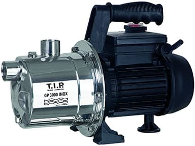 T.I.P. GP 3000 Pompe de Jardin en Acier Inoxidable Débit 2950 l/h Hauteur de Refoulement 42 m Pression d'Eau 4,2 bar Puissance 550 W avec Protection Thermique contre les Surcharges Couleur Argent Noir