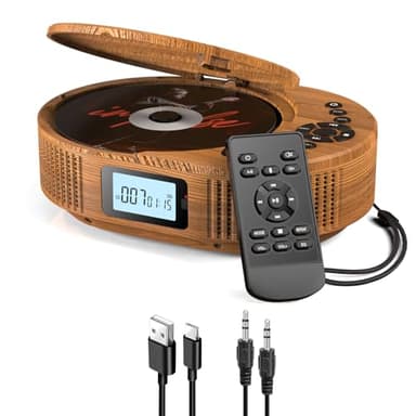 Lecteur CD portable, lecteur CD Boombox amélioré et haut-parleur Bluetooth 2en1, lecteur CD portable rechargeable pour voiture/maison avec télécommande, radio FM, prise en charge AUX/USB, prise casque