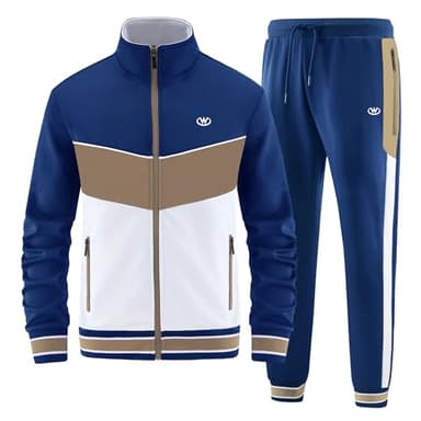 ANOTWENER Ensembles de survêtements pour hommes décontractés à manches longues entièrement zippés avec veste et pantalon de jogging - Tenues de sport, XL